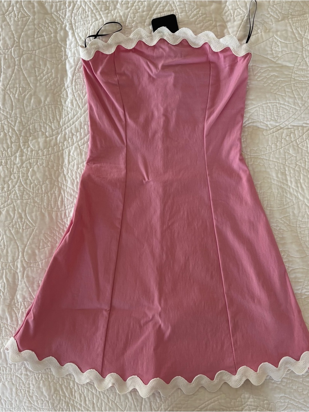 Pink Mini Dress with White Scallop Trim